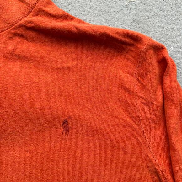 Polo by Ralph Lauren 1/4 Zip Orange Pullover Sweater Men XL Ribbed Pony Logo Red - Picture 6 of 10